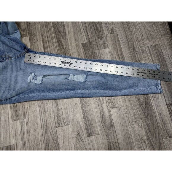 Denizen From Levis Womens Size 9 Distressed Embroidered Tapered Denim Mom Jeans - Picture 9 of 11